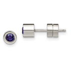 Chisel Stainless Steel Polished Blue CZ September Birthstone Post Stud Earrings
