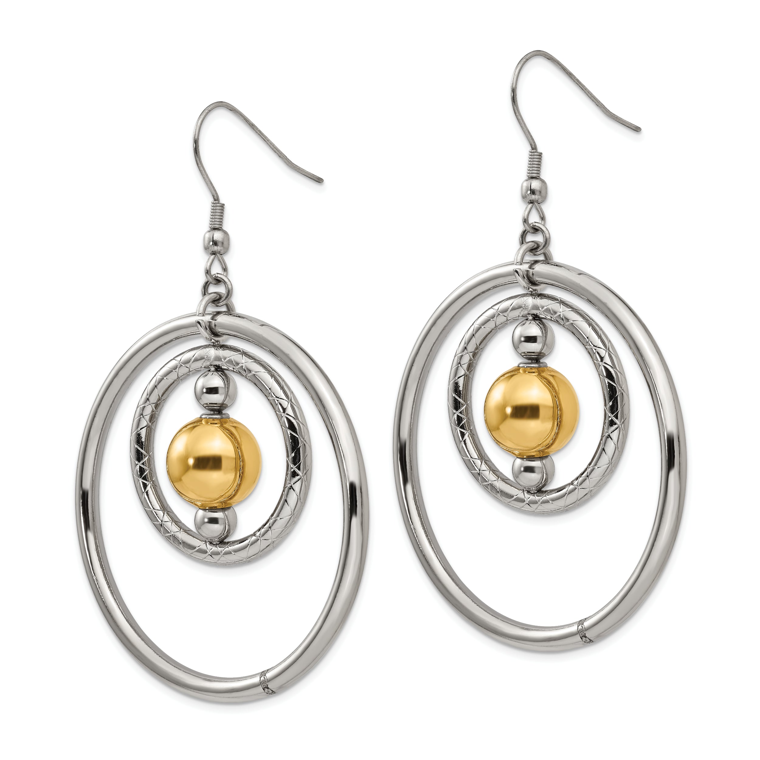 Sophia Jewelers Gold-Tone Stainless Steel Shepherd Hook Earrings With Polished Finish