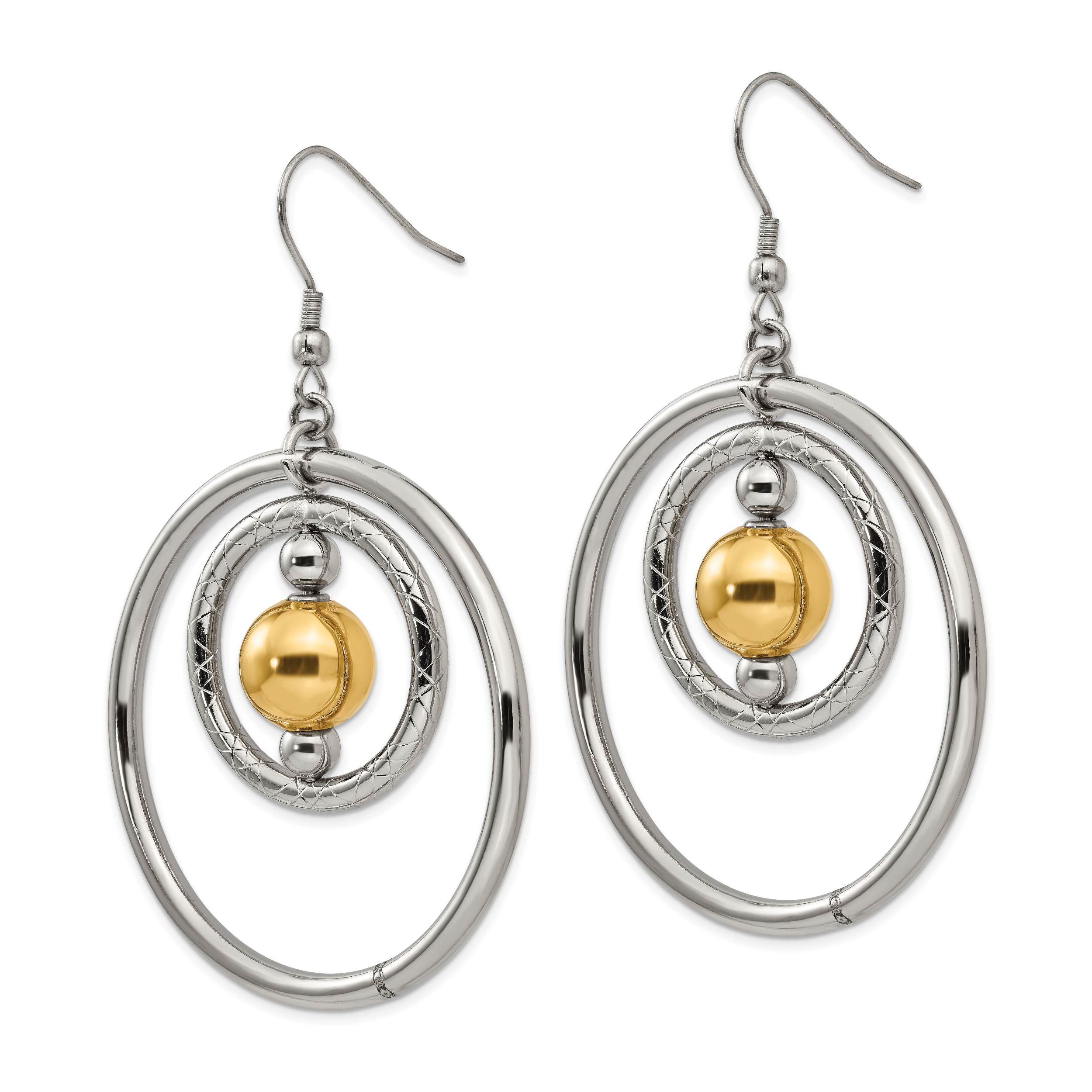Sophia Jewelers Gold-Tone Stainless Steel Shepherd Hook Earrings With Polished Finish
