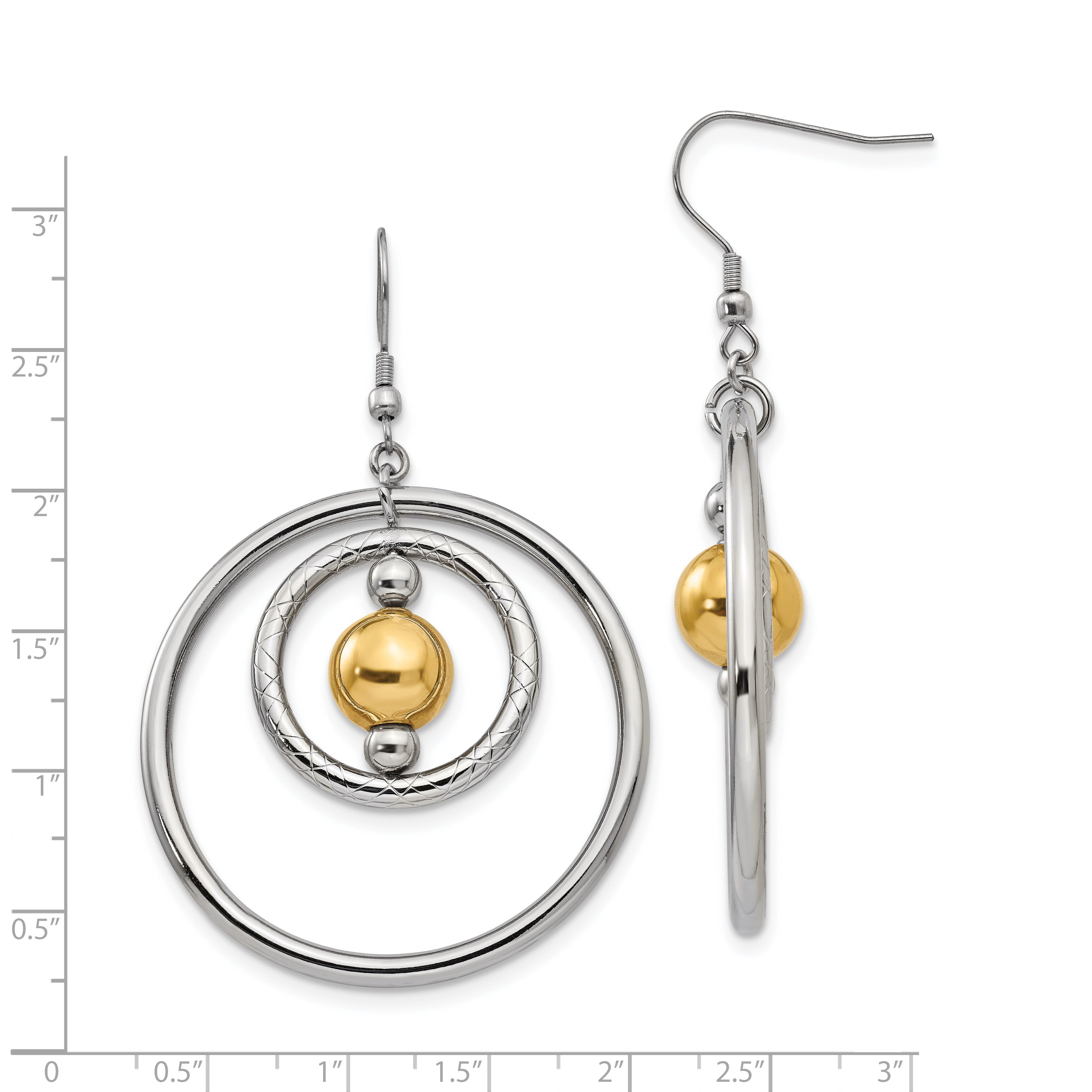 Sophia Jewelers Gold-Tone Stainless Steel Shepherd Hook Earrings With Polished Finish