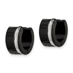 Black Hinged Hoop Earrings in Stainless Steel