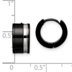 Black Hinged Hoop Earrings in Stainless Steel