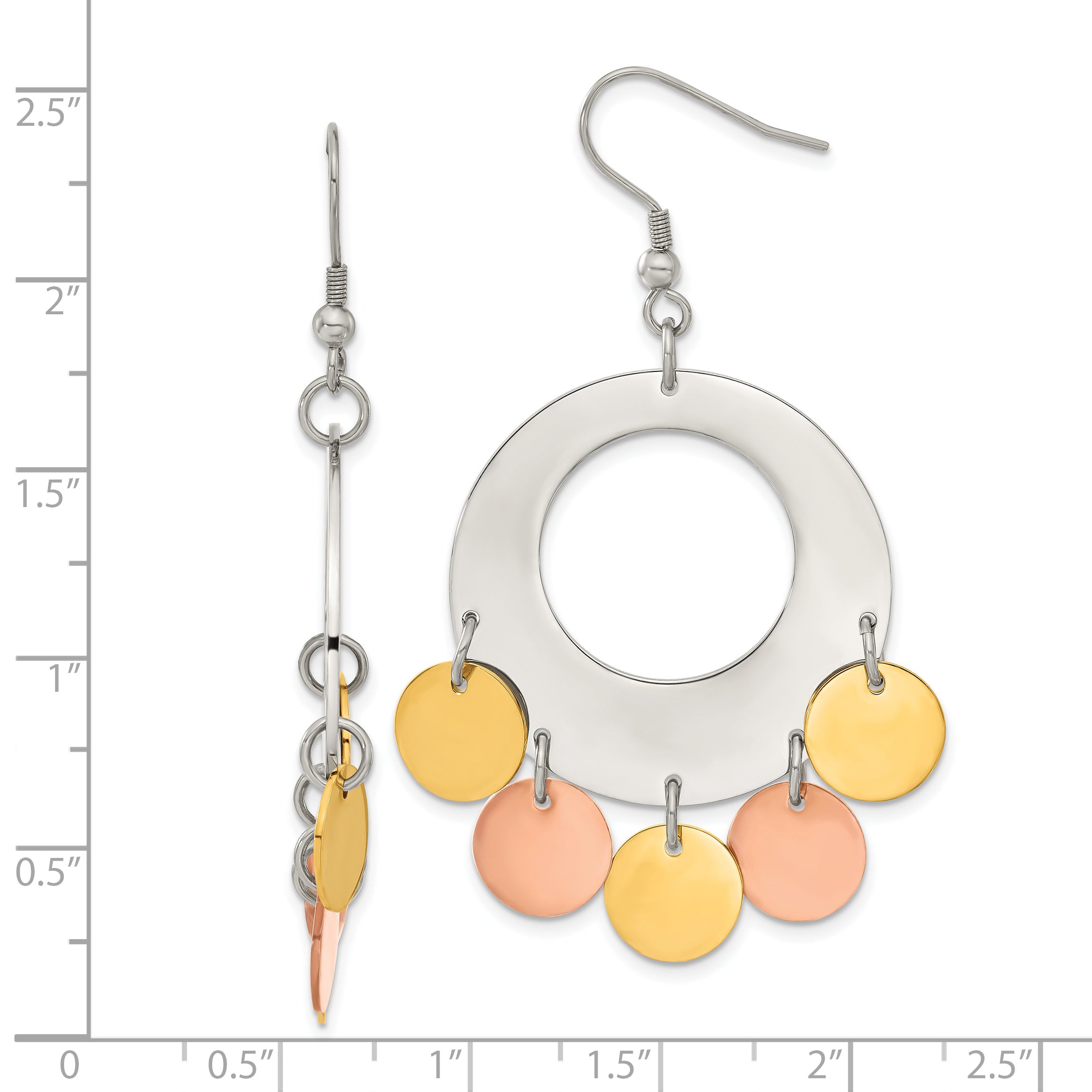 Sophia Jewelers Multi-Tone Stainless Steel Dangle Earrings, Gift Ready