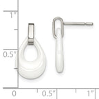 Sophia Jewelers Stainless Steel & White Ceramic Dangle Earrings Elegant Gift Ready