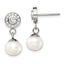 Chisel Stainless Steel Polished CZ and Freshwater Cultured Pearl Post Dangle Earrings