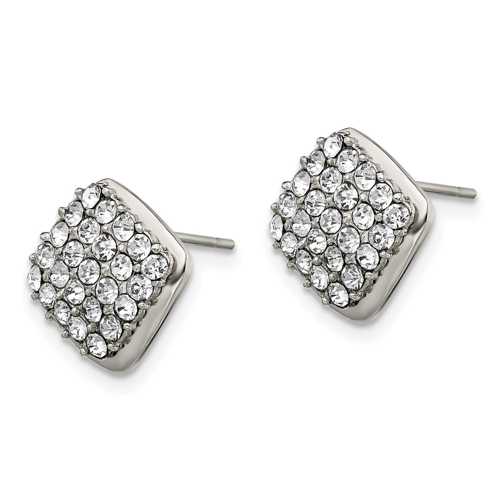 Crystal Square Post Earrings in Stainless Steel
