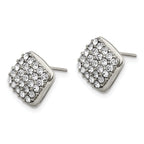 Crystal Square Post Earrings in Stainless Steel