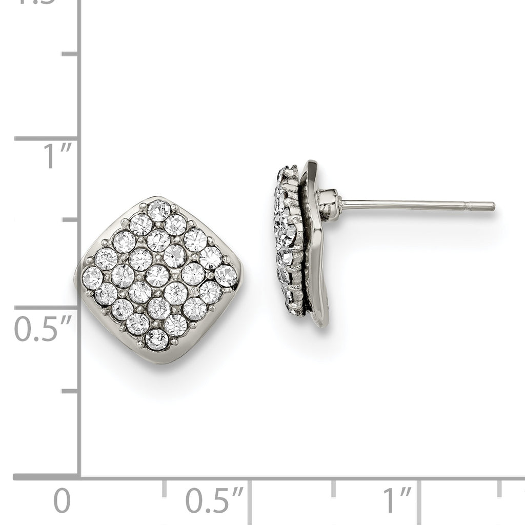 Crystal Square Post Earrings in Stainless Steel