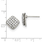 Crystal Square Post Earrings in Stainless Steel
