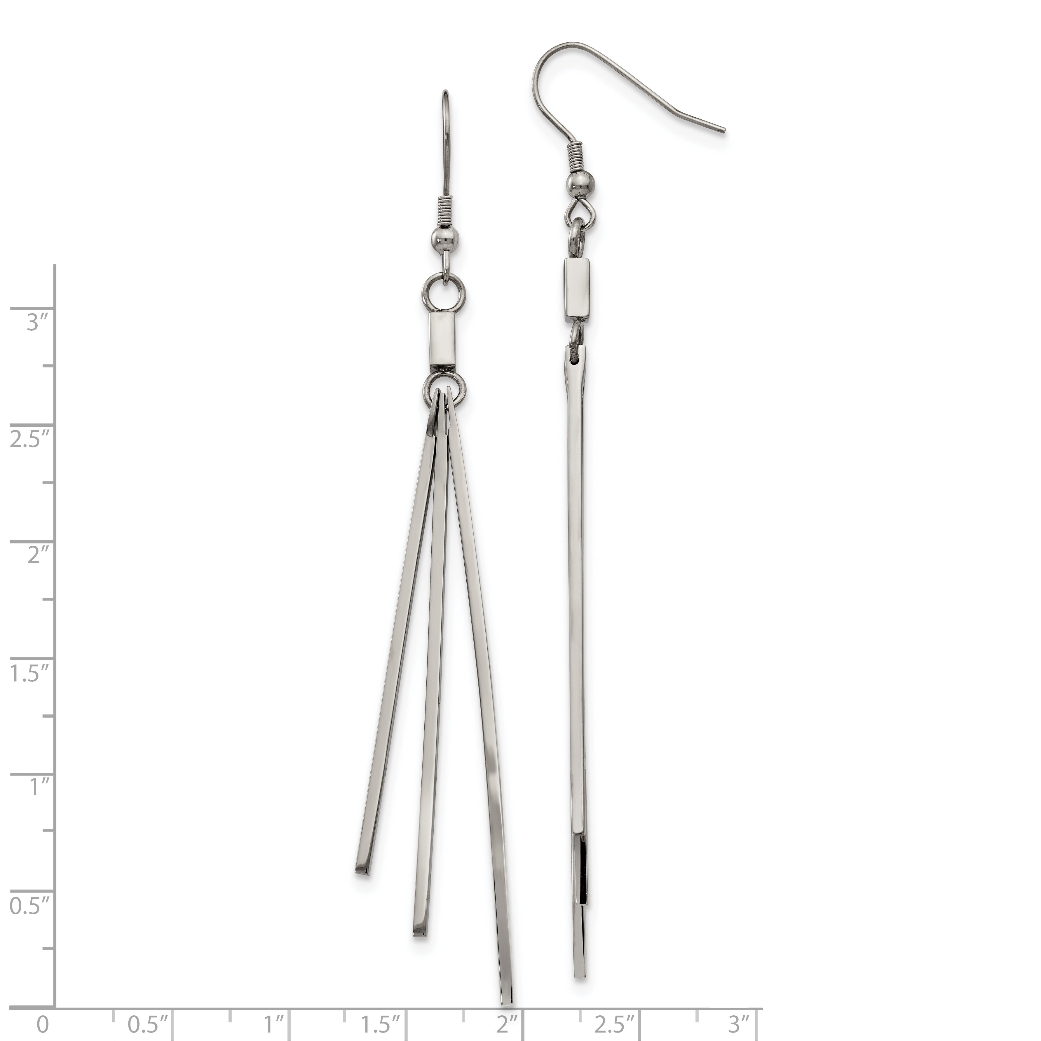 Graduated Three-Bar Dangle Earrings in Stainless Steel