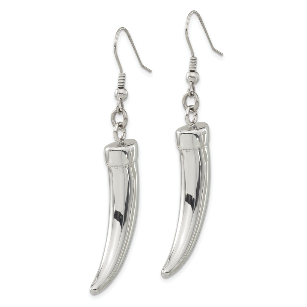 Polished Claw Dangle Earrings in Stainless Steel