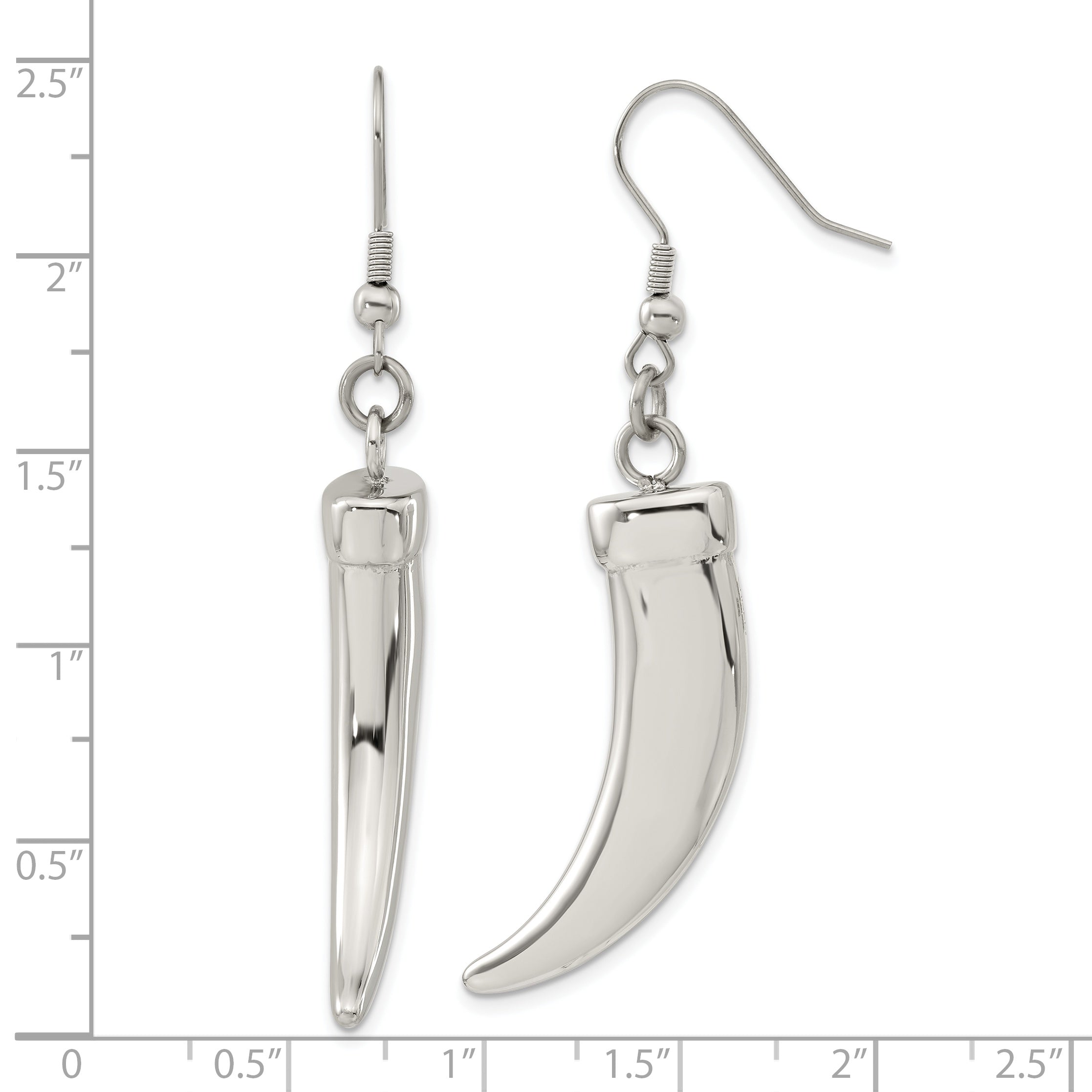 Stainless Steel Polished Claw Shepherd Hook Dangle Earrings