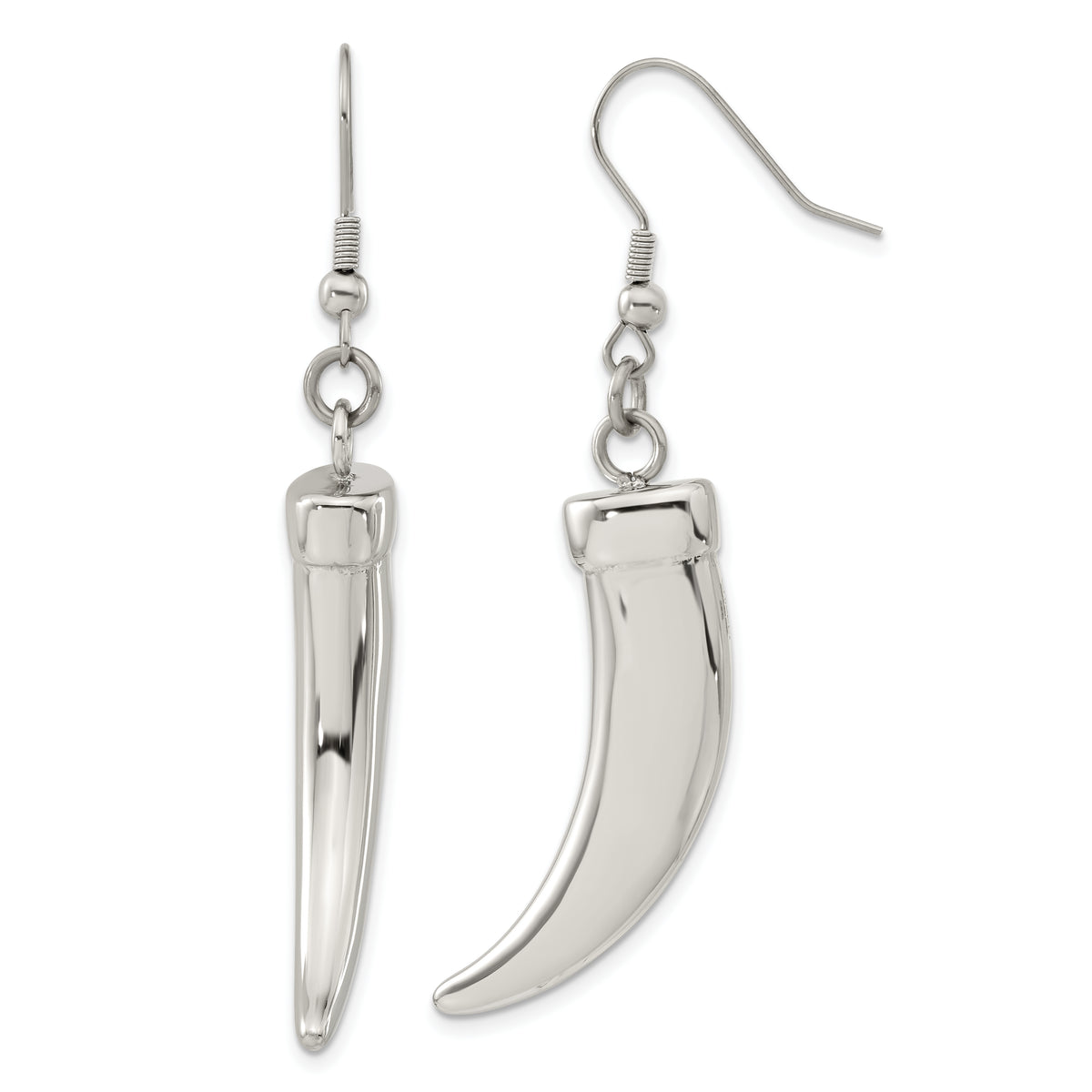 Stainless Steel Polished Claw Shepherd Hook Dangle Earrings