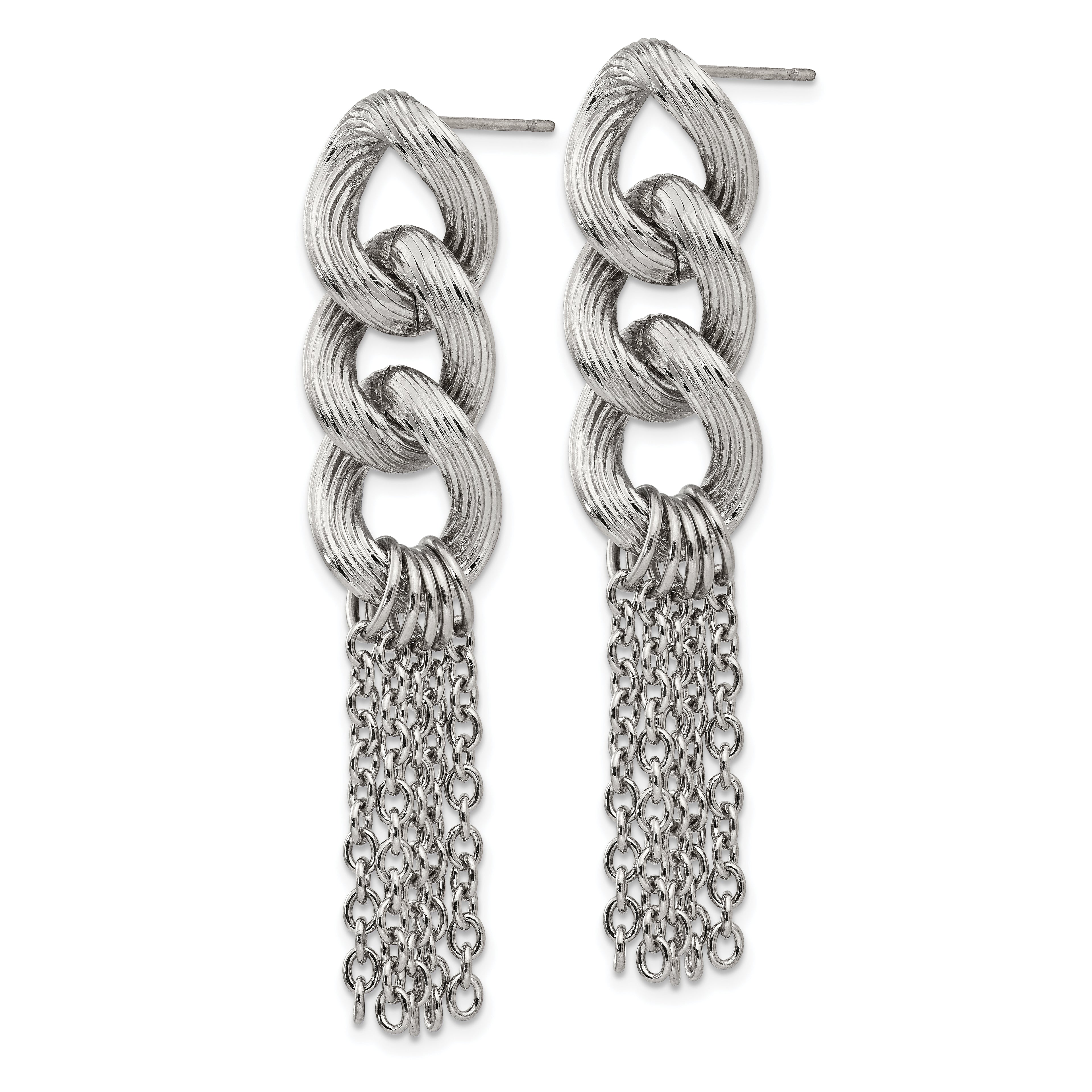 Polished Chain Dangle Earrings in Stainless Steel