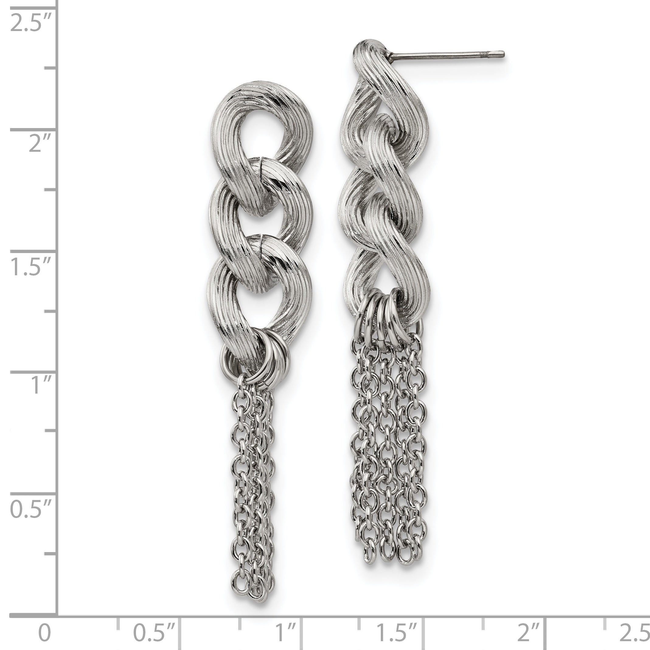 Polished Chain Dangle Earrings in Stainless Steel