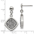 Silver Druzy Post Dangle Earrings in Stainless Steel