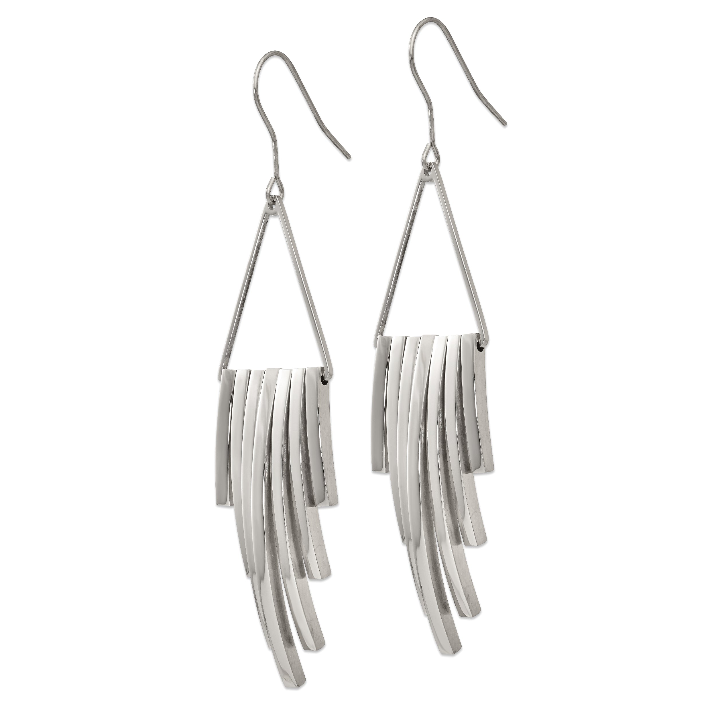 Sophia Jewelers Stainless Steel Dangle Earrings with Polished Triangle Design