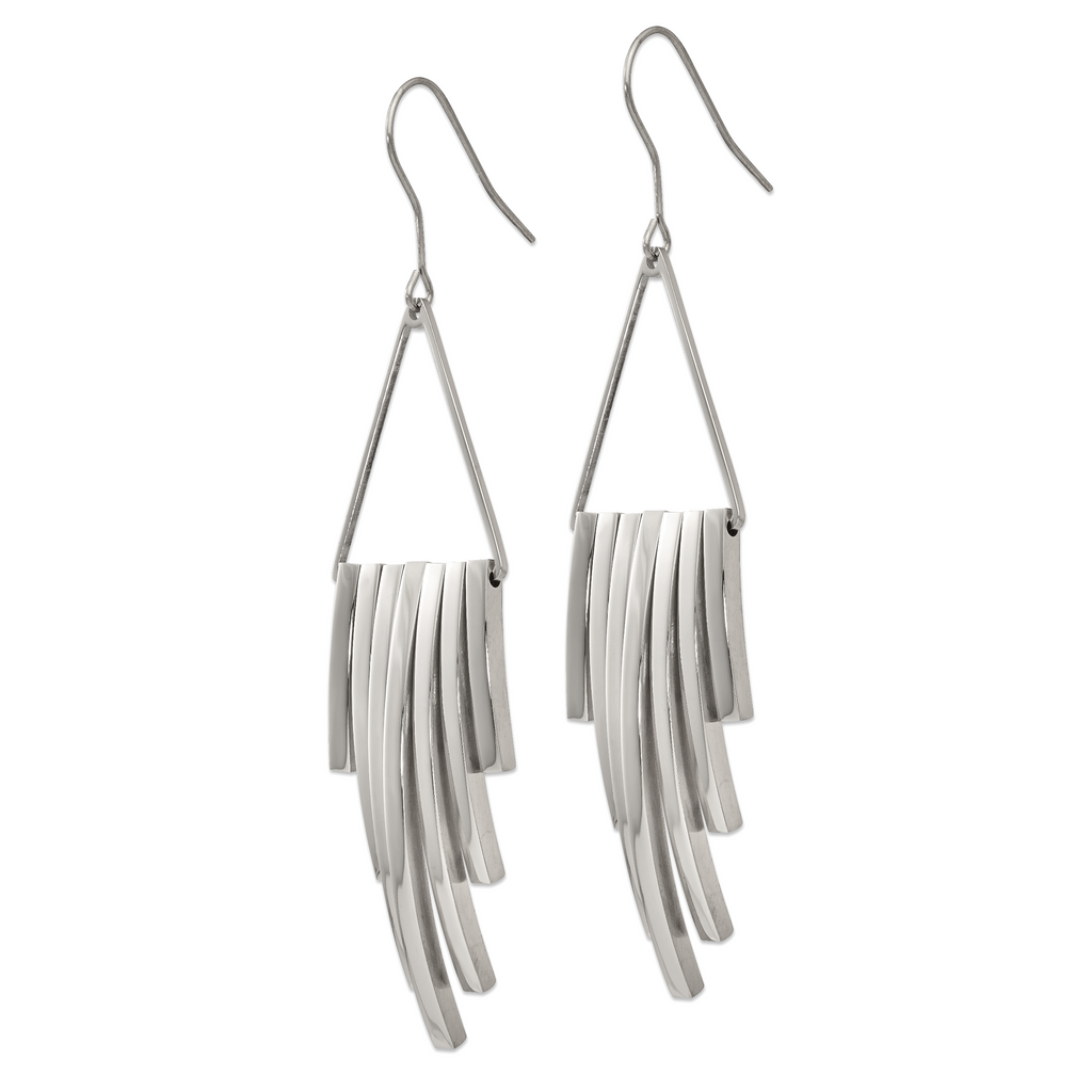 Sophia Jewelers Stainless Steel Dangle Earrings with Polished Triangle Design
