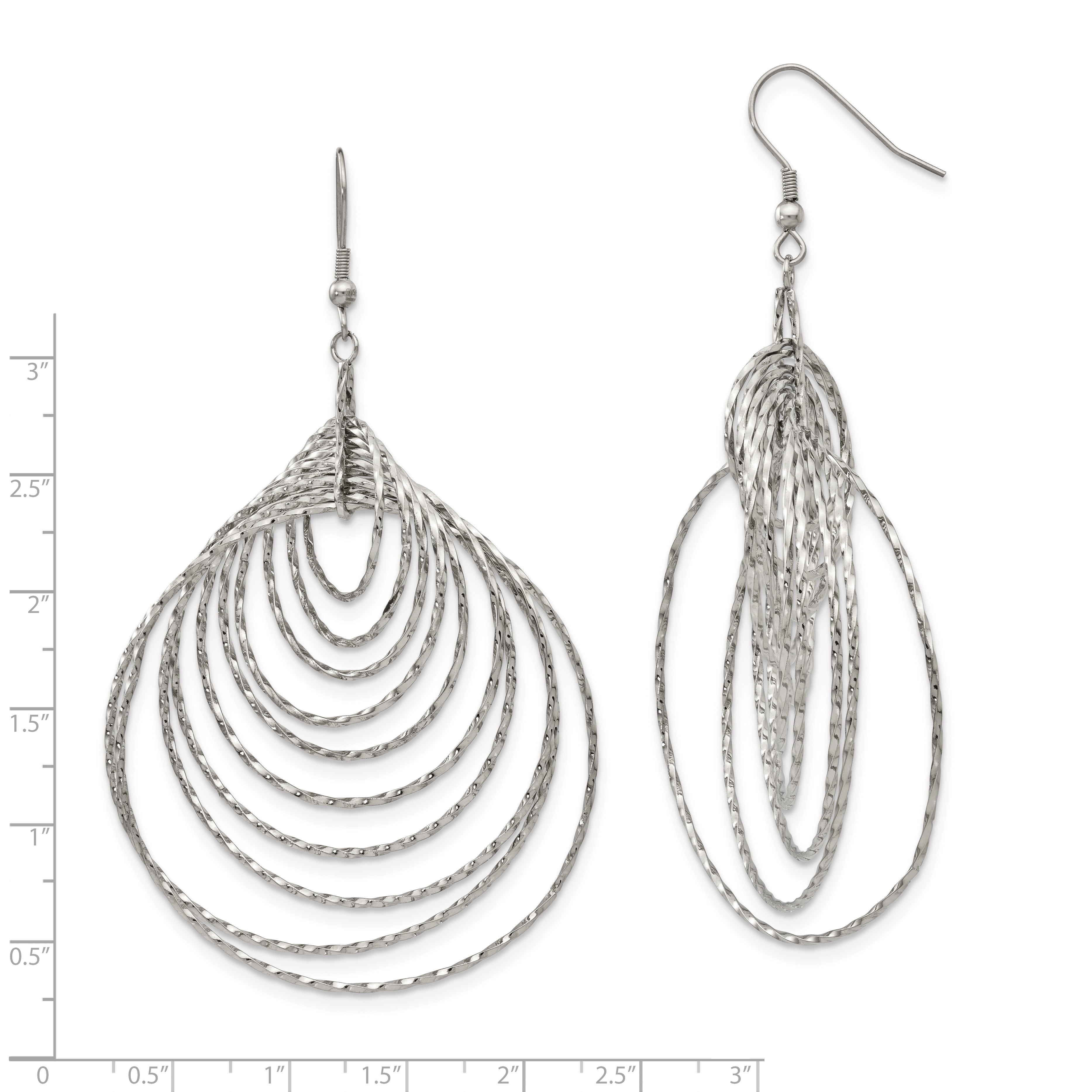 Sophia Jewelers Stainless Steel Polished Graduated Circle Dangle Earrings
