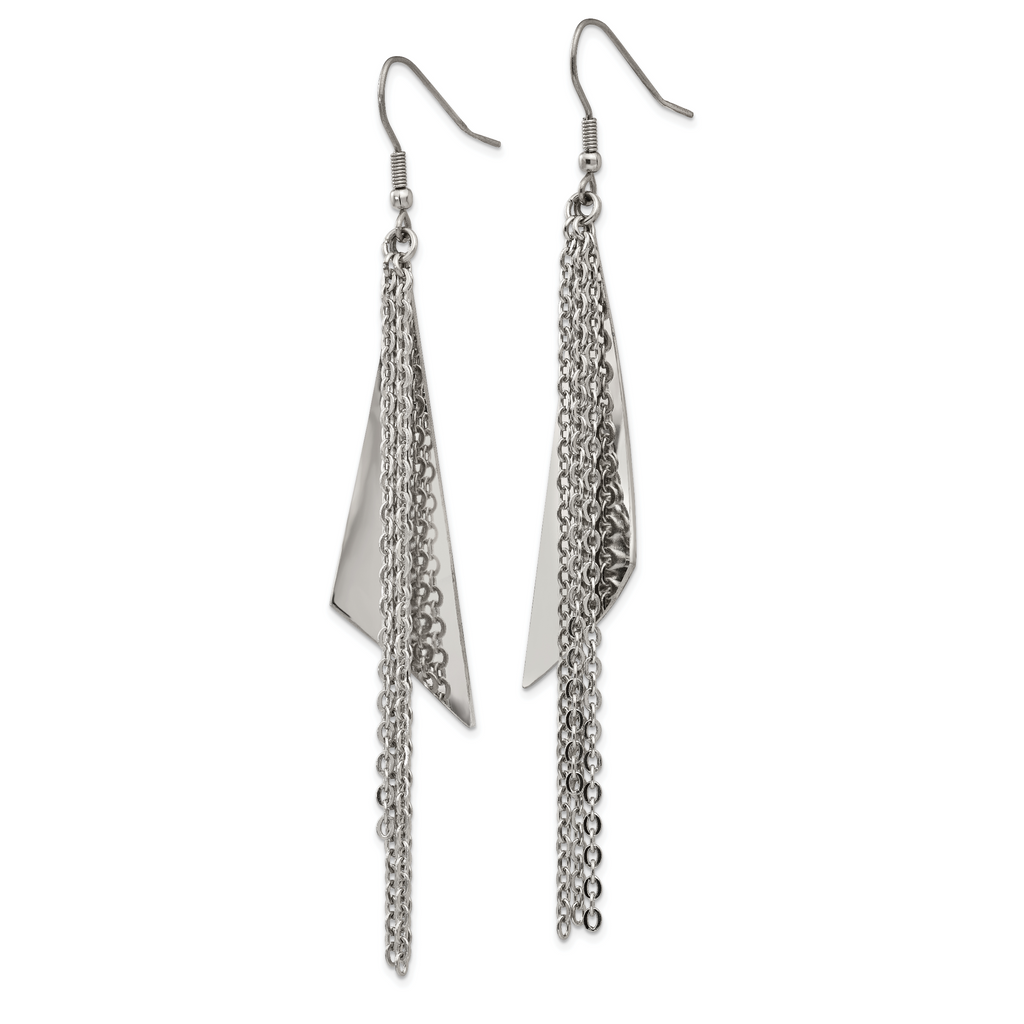 Sophia Jewelers Polished Stainless Steel Multi-Chain Dangle Earrings