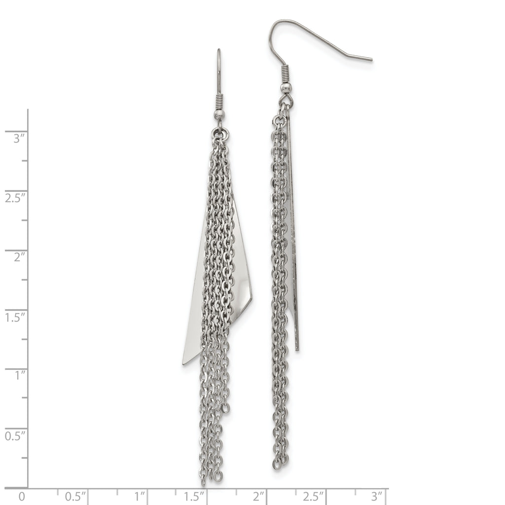 Sophia Jewelers Polished Stainless Steel Multi-Chain Dangle Earrings