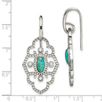 Sophia Jewelers Women's Polished Stainless Steel Drop Earrings with CZ & Turquoise