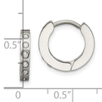 Sophia Jewelers Unisex Stainless Steel CZ Hoop Earrings Polished & Brushed Finish
