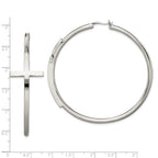 Polished Cross Hoop Earrings in Stainless Steel