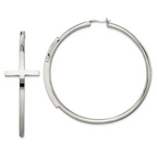 Chisel Stainless Steel Polished Large Cross Hoop Earrings