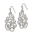 Filigree CZ Dangle Earrings in Stainless Steel