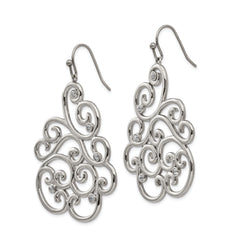 Stainless Steel Filigree Cubic Zirconia Dangle Earrings by Sophia Jewelers