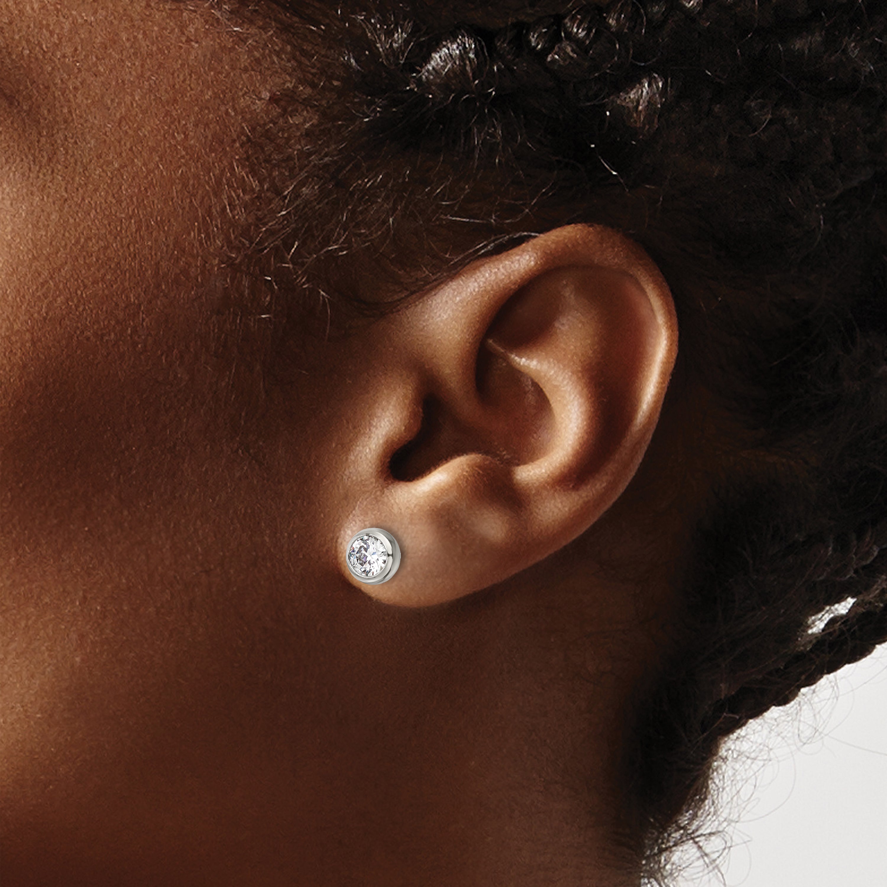 Chisel Stainless Steel Polished 5mm Bezel CZ Stud Post Earrings