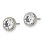 Bezel-Set CZ Stud Earrings in Stainless Steel, 6mm