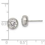 Bezel-Set CZ Stud Earrings in Stainless Steel, 6mm