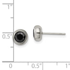 Chisel Stainless Steel Polished 5mm Bezel Black CZ Stud Post Earrings
