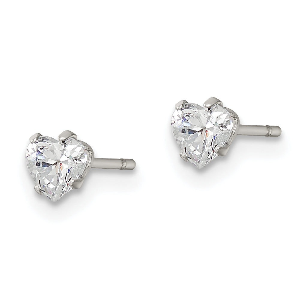 Heart CZ Stud Earrings in Stainless Steel