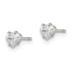 Heart CZ Stud Earrings in Stainless Steel
