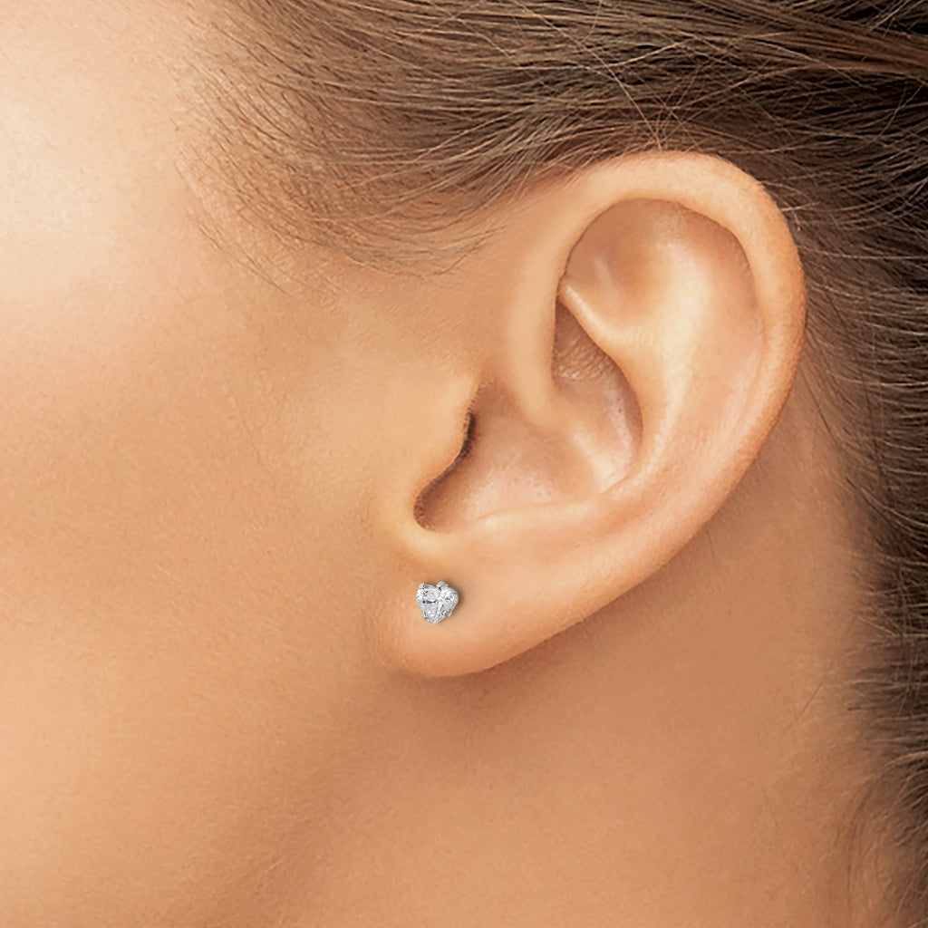Heart CZ Stud Earrings in Stainless Steel