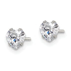 Heart CZ Stud Earrings in Stainless Steel, 5mm