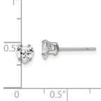 Heart CZ Stud Earrings in Stainless Steel, 5mm