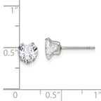 Chisel Stainless Steel Polished 6mm Heart CZ Stud Post Earrings