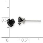 Chisel Stainless Steel Polished 5mm Black Heart CZ Stud Post Earrings