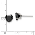 Black Heart CZ Stud Earrings in Stainless Steel
