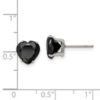 Chisel Stainless Steel Polished 8mm Black Heart CZ Stud Post Earrings