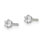 Round CZ Stud Earrings in Stainless Steel, 3mm