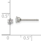 Round CZ Stud Earrings in Stainless Steel, 3mm