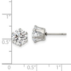Chisel Stainless Steel Polished 8mm Round CZ Stud Post Earrings