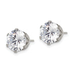 Round CZ Stud Earrings in Stainless Steel, 9mm