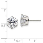 Round CZ Stud Earrings in Stainless Steel, 9mm