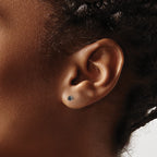 Black CZ Stud Earrings in Stainless Steel, 3mm